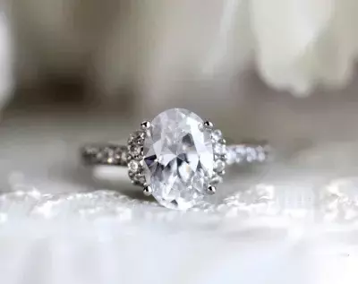 3.27 cttw Art Deco Ring Art Deco Engagement Ring Oval Cut Diamond Simulant Halo Ring Bridal Ring Promise Ring 