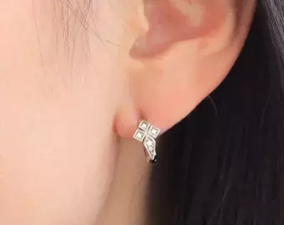 0.14 cttw Fancy Cross Huggie Hoop Earrings Brilliant Pave Stone Bridal Earrings Dainty Earrings Daily Wear Earrings 