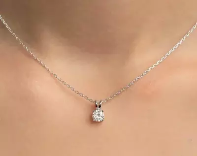 0.50 Carat Art Deco Solitaire Pendant Necklace Brilliant Cut Diamond Simulant Bridal Necklace Wedding Necklace 