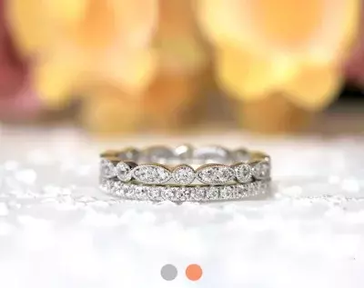 1.36 cttw Milgrain Art Deco & 4x4 Prong Pave Set Eternity Set Brilliant Cut Diamond Simulant Stacking Eternity Ring 