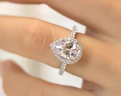 2.75 cttw Halo Engagement Ring Pear Cut Diamond Simulant Bridal Ring Promise Ring Anniversary Ring Dainty Ring 