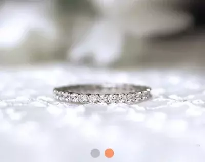 2.0mm Full Eternity Band Ring Brilliant Cut Diamond Simulant All Around Stone Eternity Band Ring Stacking Band Ring 