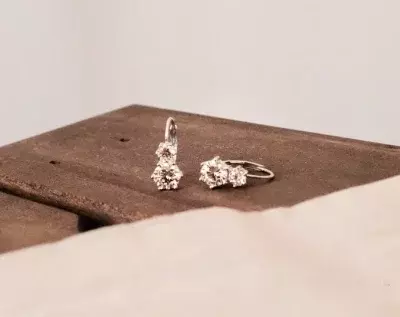 1.09 cttw (Piece) Two Stone Statement Leverback Earrings Brilliant Cut Diamond Simulants Bridal Earrings Wedding Earrings 