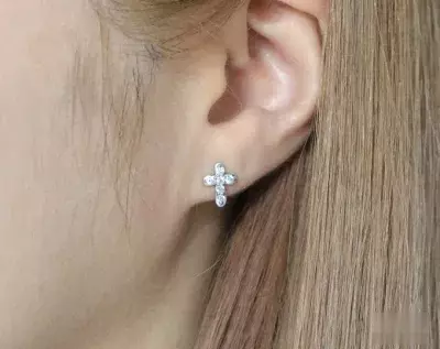 Minimal Cross Stud Earrings Brilliant Pave Diamond Simulant Bridal Earrings Bridesmaid Gift Dainty Earrings Daily Wear Earrings 