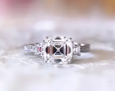 3.92 cttw Engagement Ring Asscher Cut Diamond Simulant Wedding Ring Promise Ring Dainty Ring Bridal Ring 