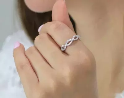 0.43 cttw Spiral Wedding Ring Twisted Knot Half Eternity Crossover Band Ring Anniversary Ring Brilliant Pave Setting 