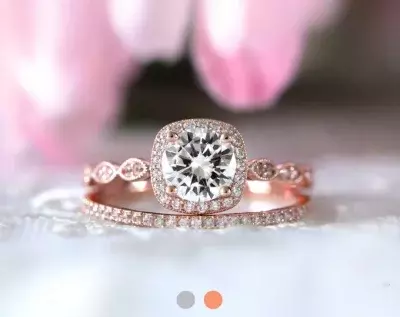 1.80 cttw Art Deco Bridal Set Ring Brilliant Cut Halo Engagement Ring w/ Pave Wedding Eternity Wedding Band Dainty Art Deco 