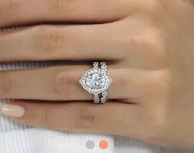 3.04 cttw Vintage Floral Milgrain Art Deco Bridal Set Oval Cut Diamond Simulants w/ Marquise & Dot Band Ring Set Dainty Ring Set 
