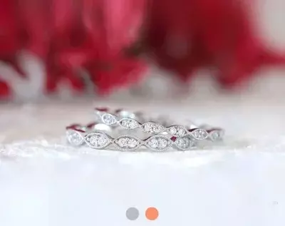 Mix & Matched Art Deco Full Eternity Band Set Ring Brilliant Cut Pave Diamond Simulants Stackable Set Ring Vintage Stack 