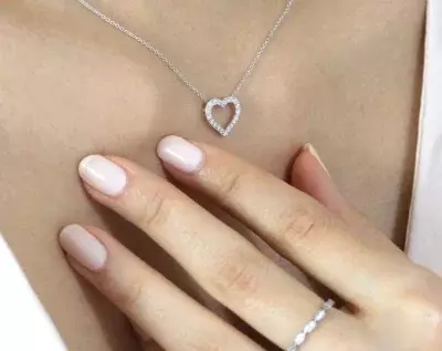 0.2 cttw Minimal Heart Pendant Necklace Brilliant Cut Pave Set Diamond Simulants Petite Open Heart Necklace Circle Pave Heart 