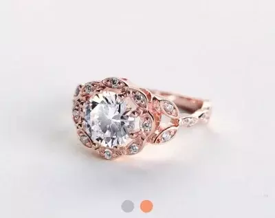 Art Deco Dainty Engagement Ring 2.30 cttw Halo Engagement Ring Brilliant Cut Diamond Simulant Bridal Ring Wedding Ring 