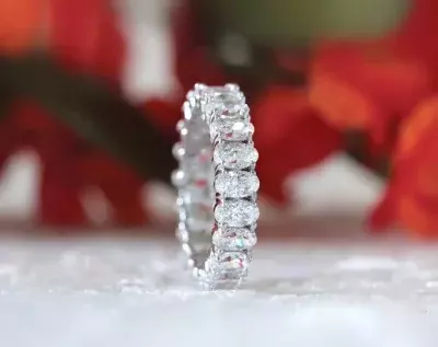 5.0mm Wide Bridal Eternity Band Ring Oval Cut Diamond Simulants Wedding Ring Engagement Ring 