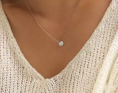 0.84 cttw Bezel Solitaire Pendant Necklace 6.0mm Brilliant Cut Diamond Simulant Minmal Dainty Daily Wear Necklace 