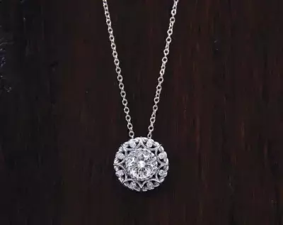 1.55 cttw Art Deco Filigree Pendant Necklace Brilliant Cut Diamond Simulant Wedding Necklace Elegant Necklace 