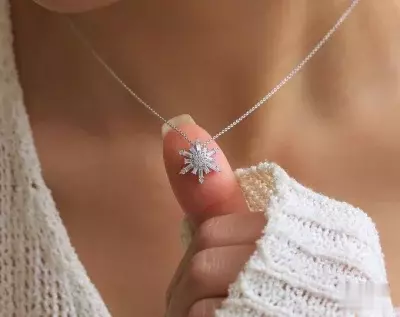 0.67 cttw Snowflake Pendant Necklace Brilliant & Baguette Cut Diamond Simulant Holiday Gift Bridesmaids Gift Exquisite Snowflake 