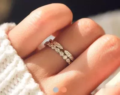 0.93 cttw Pave and Bezel Set Stackable Eternity Band Set Brilliant Cut Diamond Simulant  Art Deco Band Set Stacking Ring 