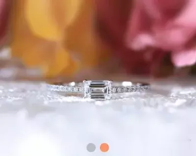 0.50 cttw Minimal Emerald Cut Diamond Simulant Engagement Ring Solitaire Ring Bridal Ring Stackable Ring Minimalist Jewelry 