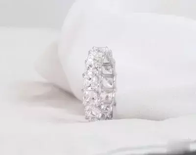 4.5mm Princess Cut Diamond Simulant Full Eternity Ring All Around Stones Promise Ring Anniversary Ring 