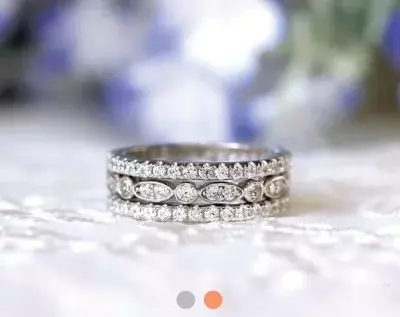 1.84 cttw Stacking Eternity Ring Set Brilliant Cut Diamond Simulant Marquise & Dot and Two Pave Eternity Band Ring 