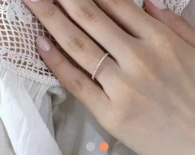 0.60 cttw 1.4mm Wide Full Pave Eternity Ring 4x4 Prong Brilliant Pave Set Diamond Simulant Stacking Band Delicate Band Ring 