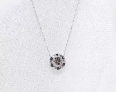 2.0 cttw Art Deco Blue Sapphire Halo Necklace Bridal Necklace Vintage Elegant Necklace Milgrain Necklace 