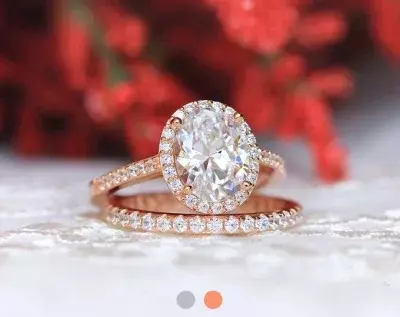 4.06 cttw Oval Halo Bridal Set Ring Oval Cut Halo Engagement Ring w/ 4x4 Prong All or Half Eternity Band Ring Dainty Set 