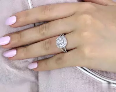 1.75 cttw Double Halo Ring Split Double Shank Engagement Ring Brilliant Cut Diamond Simulants Bridal Ring 