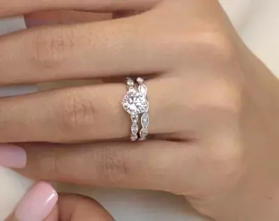 1.52 cttw Wedding Set Ring Brilliant & Marquise Cut Diamond Simulants Bridal Rings Wedding Ring Engagement Ring 