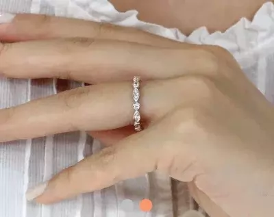 0.84 cttw Eternity Band Ring Marquise & Brilliant Cut Stones Wedding Ring Stackable Ring Dainty Eternity Band Ring 