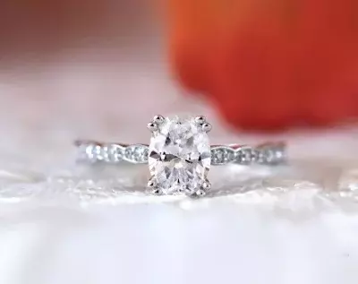 1.78 cttw Art Deco Solitaire Engagement Ring Oval Cut Diamond Simulant Bridal Ring Anniversary Ring Promise Ring 