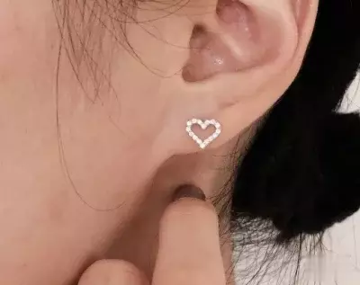 0.32 cttw Heart Stud Earrings Minimal Size Circle Heart Earrings Pave Set Stones Bridal Bridesmaids Earrings Daily Wear Earrings 