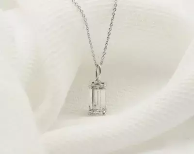 2.75 cttw Unique Emerald Cut Solitaire Pendant Necklace Emerald Cut Diamond Simulant Bridal Wedding Necklace Dainty Necklace 