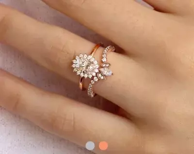 1.37 cttw Oval Halo Engagement Ring w/ Tiara Wedding Band Ring Oval Cut Diamond Simulant Bridal Set Ring Wedding Set Ring 