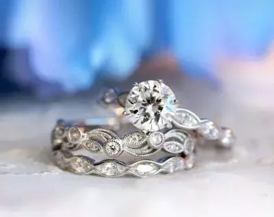 2.0 cttw Vintage Art Deco Mix Match Set Rings Brilliant Cut Diamond Simulant Elegant Ring Set Bridal Ring 