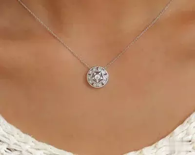 Milgrain Art Deco Pendant Necklace Brilliant Cut Diamond Simulants Bridal Necklace Wedding Necklace Filigree Design Necklace 