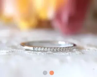 1.2mm Half Thin & Delicate Eternity Ring 0.27 cttw Brilliant Cut Micro Pave Diamond Simulant Tiny Stackable Band Ring 