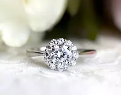 1.86 cttw Halo Engagement Ring Brilliant Cut Diamond Simulant Bridal Ring Wedding Ring Promise Ring Dainty Ring 