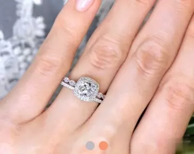 2.63 cttw Art Deco Bridal Set Ring Cushion Cut Halo Engagement Ring w/ All or Half Eternity Wedding Band Ring Dainty Ring 