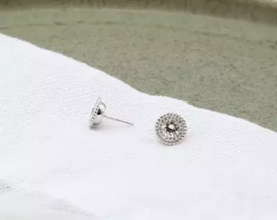 Pave Double Halo Stud Earrings Brilliant Cut Diamond Simulants Bridal Sparkle Earrings Anniversary Gift 