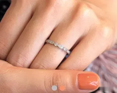 0.56 cttw Art Deco Full Eternity Ring Brilliant Cut Diamond Simulant Wedding Ring Stacking Ring Marquise & Dot Band Ring 