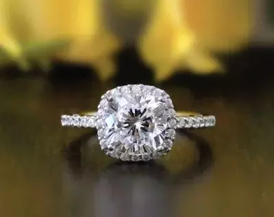 2.75 cttw Art Deco Ring Halo Engagement Ring Cushion Cut Diamond Simulants Promise Ring Anniversary Ring 