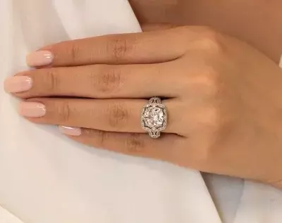 4.33 cttw Milgrain Edwardian Engagement Ring Cushion Cut Diamond Simulant Art Deco Ring Vintage Ring Bridal Ring 