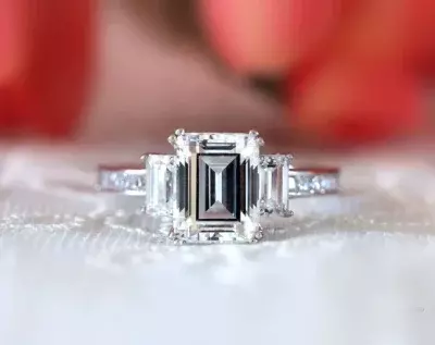3.36 cttw Engagement Ring Emerald Cut Diamond Simulant Wedding Ring Anniversary Ring Promise Ring Bridal Ring 