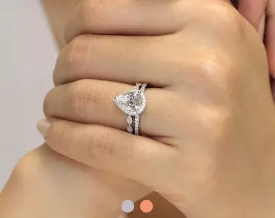 3.25 cttw Art Deco Bridal Set Pear Cut Diamond Simulant Engagement Ring w/ All or Half Eternity Wedding Band Dainty Ring 