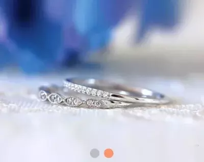 1/2 cttw Art Deco Stacking Band Set Ring Brilliant Cut Pave Set Two Half Around Eternity Ring Minimal Stacking Ring 