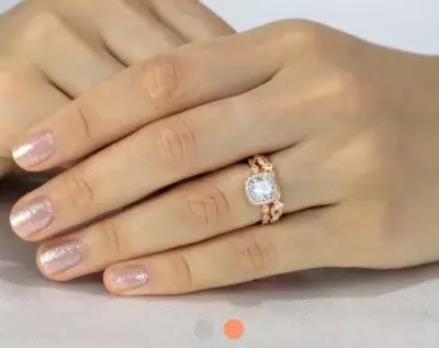 2.33 cttw Art Deco Bridal Set Ring Cushion Cut Halo Engagement Ring w/ Leaf & Vine Vintage Wedding Ring Dainty Set Ring 