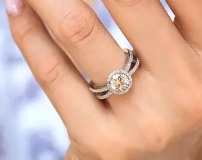 1.68 cttw Halo Split Shank Engagement Ring Cross Over Band Ring Bridal Ring Wedding Ring Anniversary Ring 