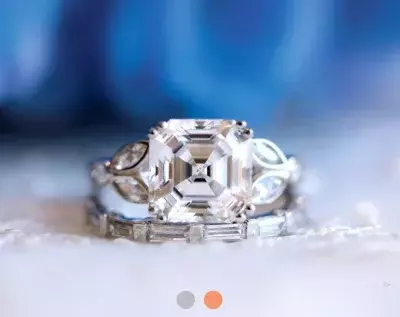 5.08 cttw Art Deco Bridal Set Ring Asscher Cut Center Diamond Simulant Baguette Cut Wedding Ring Dainty Bridal Set 