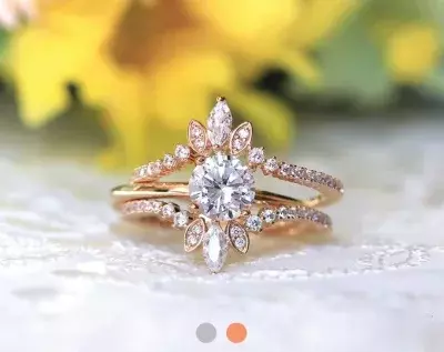 1.62 cttw Brilliant Solitaire Engagement Ring w/ Two Tiara Half Wedding Band Ring Dainty Bridal Set Promise Ring 