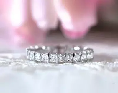 2.0 cttw Full Eternity Ring Stackable Ring Princess Cut Diamond Simulants Anniversary Ring Bridal Ring Wedding Ring 